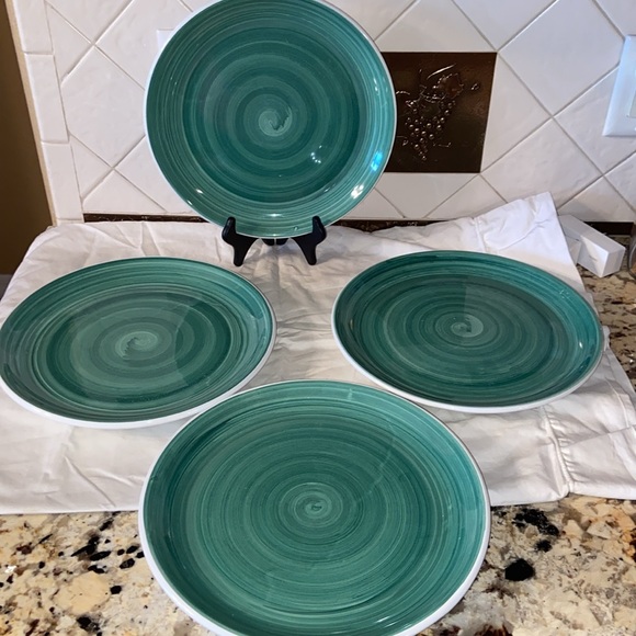 RARE VTG Caleca solid Hand Painted dinner Plates Made In Italy Set Of 4 - Picture 2 of 9